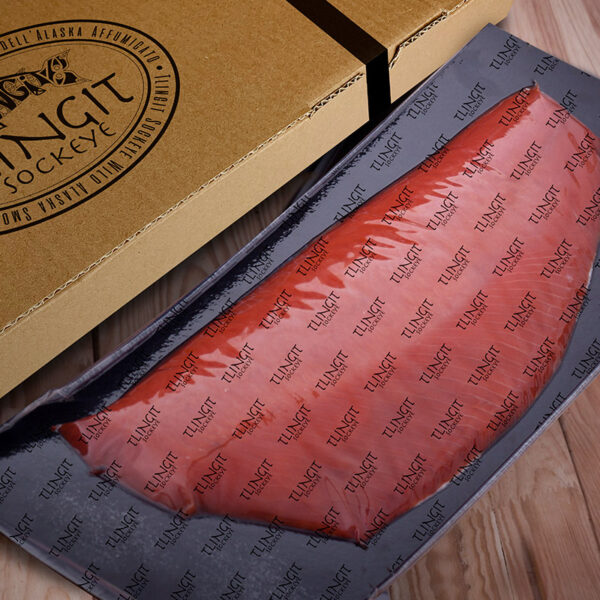 baffa di salmone rosso selvaggio tlingit sockey con scatola regalo