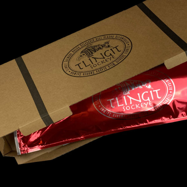 baffa di salmone rosso selvaggio tlingit sockey con scatola regalo e busta per la consegna online
